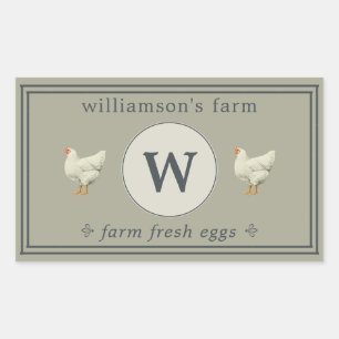 Farm Fresh Eggs Monogram Egg Carton Moss Gray Rectangular Sticker