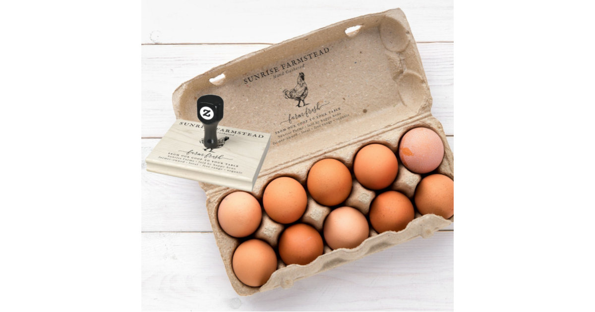 Egg Carton Rubber Stamp 1x3 Inch Farm Fresh Eggs Unwashed