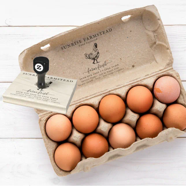 Egg Carton Rubber Stamp 1x3 Inch Farm Fresh Eggs Return 