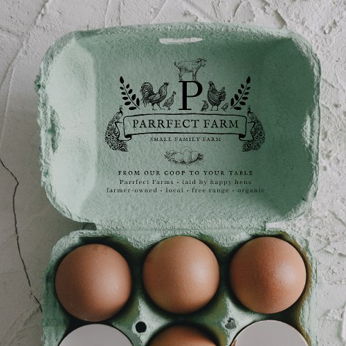Farm Fresh Eggs   Monogram Egg Carton Stamp