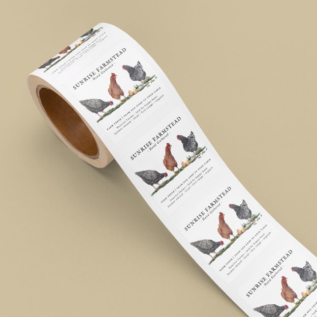 Farm Fresh Eggs | Monogram Rustic Chicken Square Sticker (Creator Uploaded)