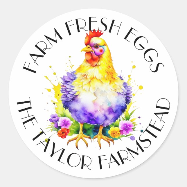 Farm Fresh Eggs | Personalized Classic Round Sticker (Front)