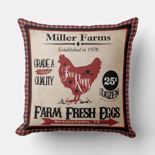 Farm Fresh Eggs Personalized Pillow (Front)