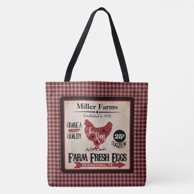 Farm Fresh Eggs Personalized Tote (Front)