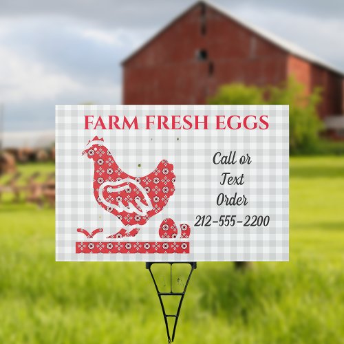 Farm Fresh Eggs Red Chicken Outdoor Sign