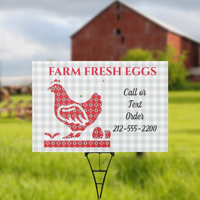 Farm Fresh Eggs Red Chicken Outdoor Sign (Creator Uploaded)
