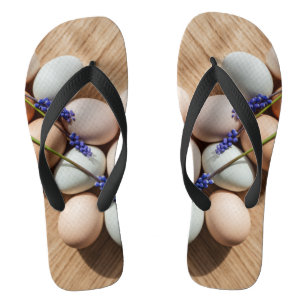 Farm Fresh Eggs Shells Custom Created Flip Flops