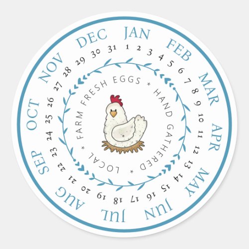 Farm Fresh Eggs Small Business Egg Carton Date Classic Round Sticker