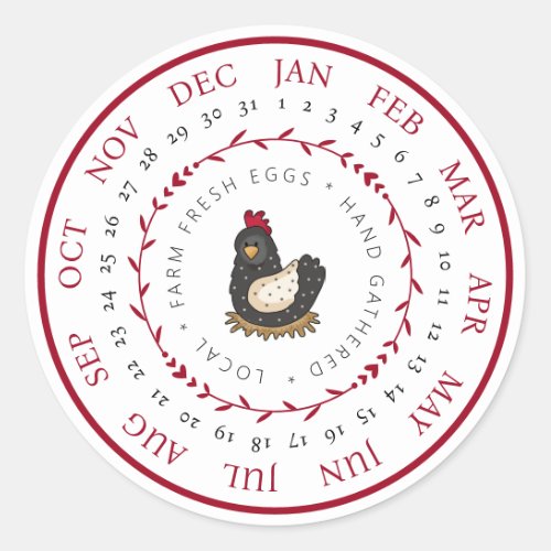 Farm Fresh Eggs Small Business Egg Carton Date Classic Round Sticker