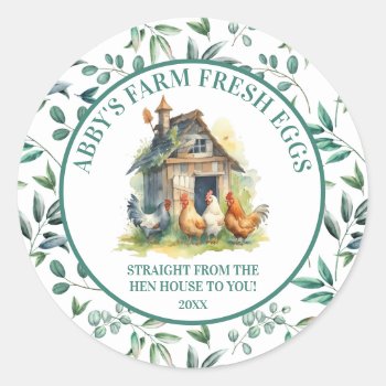Farm Fresh Eggs Straight From The Hen House Classic Round Sticker by dmboyce at Zazzle