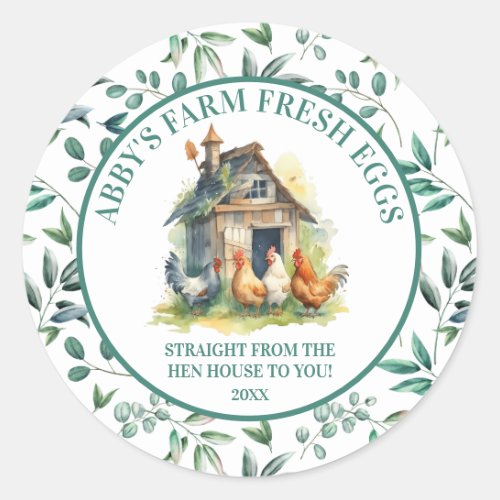 Farm Fresh Eggs Straight From the Hen House Classic Round Sticker