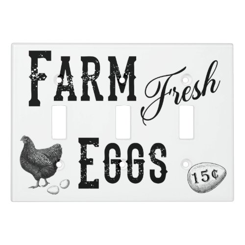 Farm Fresh Eggs Triple Light Switch Plate Cover