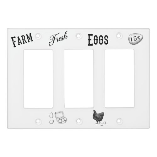 Farm Fresh Eggs Triple Rocker Switch Plate Cover