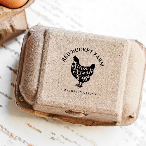 Farm Fresh Eggs Typography Chicken Self_inking Stamp