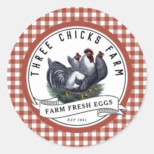 Farm Fresh Eggs Vintage Chicken Carton Classic  Classic Round Sticker