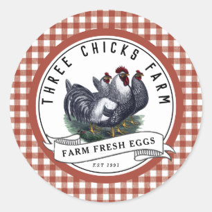 Farm Fresh Eggs Vintage Chicken Carton Classic  Classic Round Sticker