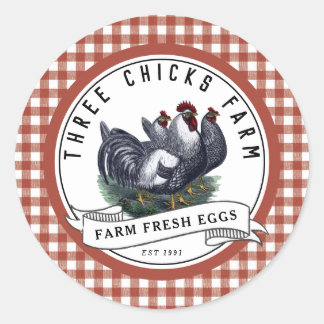 Farm Fresh Eggs Vintage Chicken Carton Classic Round Sticker
