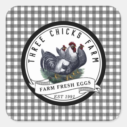 Farm Fresh Eggs Vintage Hen Carton Antique Classic Square Sticker