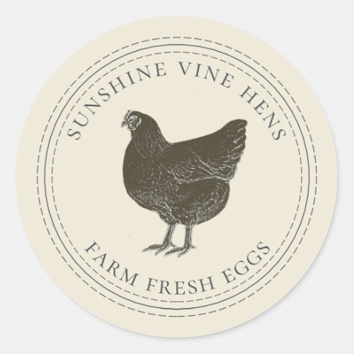 Farm Fresh Eggs Vintage Hen Egg Carton Antique Classic Round Sticker