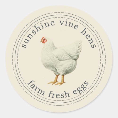 Farm Fresh Eggs Vintage Hen Egg Carton Antique Classic Round Sticker