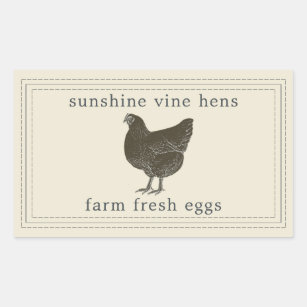 Farm Fresh Eggs Vintage Hen Egg Carton Antique Rectangular Sticker