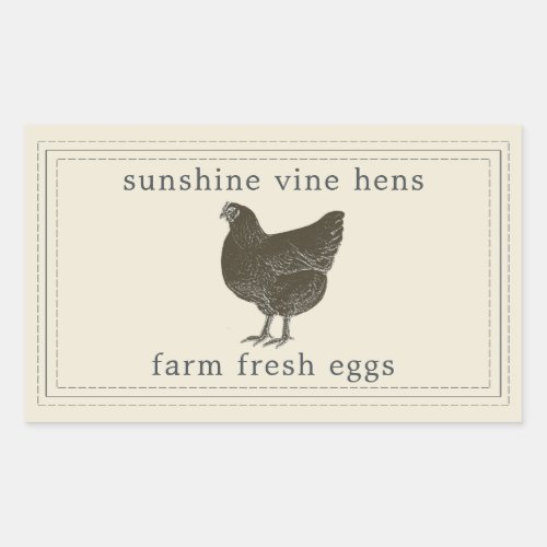 Farm Fresh Eggs Vintage Hen Egg Carton Antique Rectangular Sticker