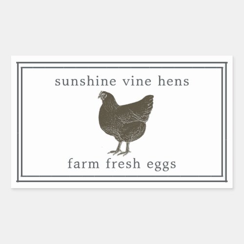 Farm Fresh Eggs Vintage Hen Egg Carton Black White Rectangular Sticker