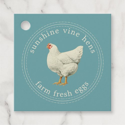 Farm Fresh Eggs Vintage Hen Egg Carton Blue Favor Tags