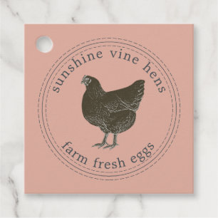 Farm Fresh Eggs Vintage Hen Egg Carton Dusty Pink Favor Tags