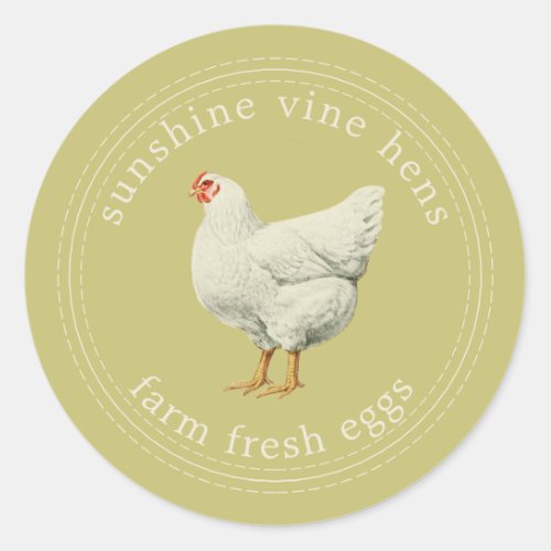 Farm Fresh Eggs Vintage Hen Egg Carton Green  Classic Round Sticker