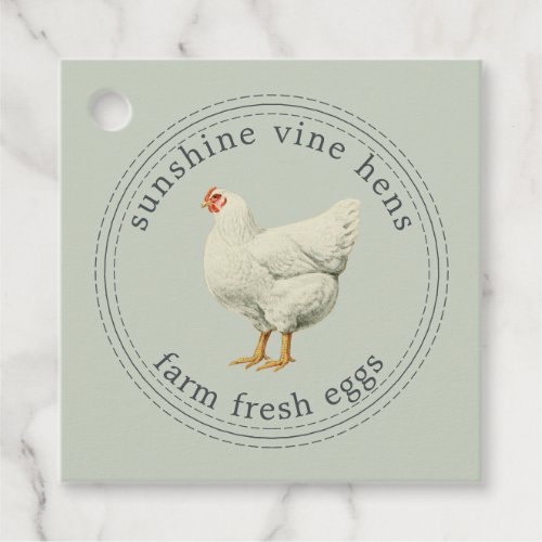 Farm Fresh Eggs Vintage Hen Egg Carton Green Favor Tags