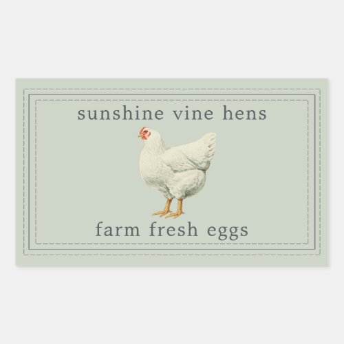 Farm Fresh Eggs Vintage Hen Egg Carton Green Rectangular Sticker