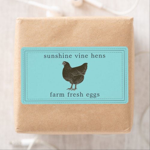 Farm Fresh Eggs Vintage Hen Egg Carton Label Blue