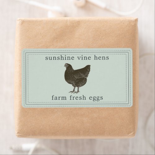 Farm Fresh Eggs Vintage Hen Egg Carton Label Green