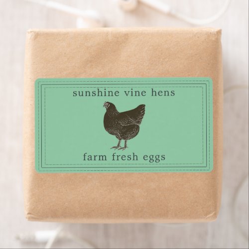 Farm Fresh Eggs Vintage Hen Egg Carton Label Green