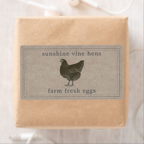 Farm Fresh Eggs Vintage Hen Egg Carton Label Kraft