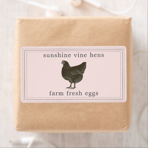 Farm Fresh Eggs Vintage Hen Egg Carton Label Pink
