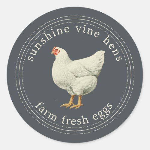 Farm Fresh Eggs Vintage Hen Egg Carton Off_Black Classic Round Sticker