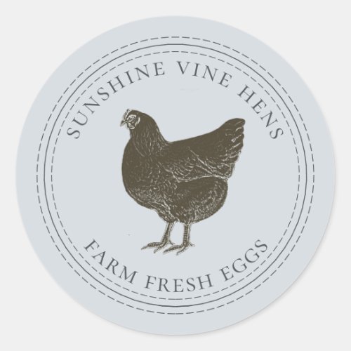 Farm Fresh Eggs Vintage Hen Egg Carton Pastel Blue Classic Round Sticker