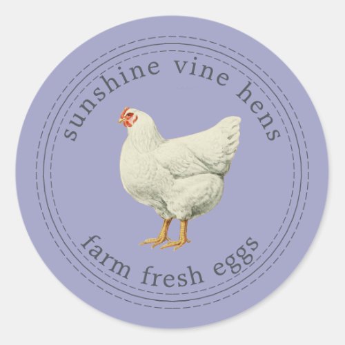 Farm Fresh Eggs Vintage Hen Egg Carton Purple Classic Round Sticker