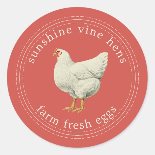 Farm Fresh Eggs Vintage Hen Egg Carton Red Classic Round Sticker