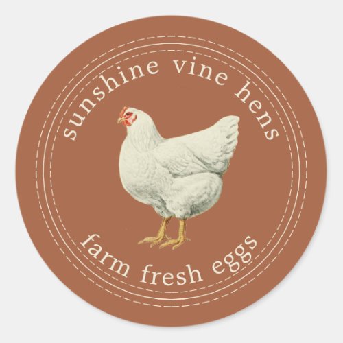 Farm Fresh Eggs Vintage Hen Egg Carton TerraCotta Classic Round Sticker