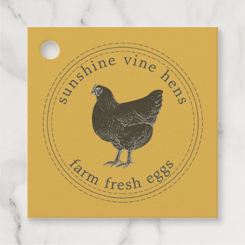 Farm Fresh Eggs Vintage Hen Egg Carton Yellow Favor Tags