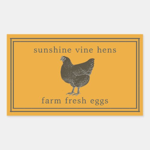 Farm Fresh Eggs Vintage Hen Egg Carton Yellow Rectangular Sticker