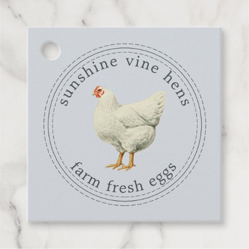 Farm Fresh Eggs Vintage Hen Modern Egg Carton Blue Favor Tags