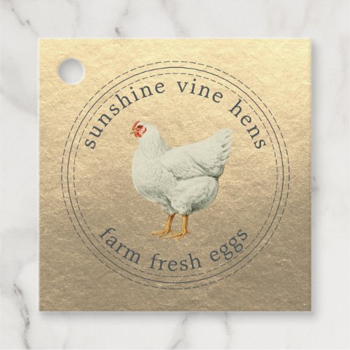 Farm Fresh Eggs Vintage Hen Modern Egg Carton Gold Favor Tags