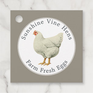 Farm Fresh Eggs Vintage Hen Modern Egg Carton Gray Favor Tags