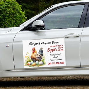 Farm Fresh Eggs Watercolor Car Magnet