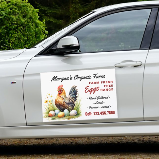Farm Fresh Eggs Watercolor Car Magnet (Creator Uploaded)