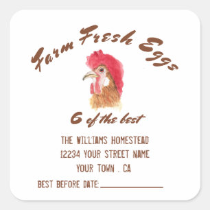 Farm Fresh Eggs Watercolor Egg Carton Square Sticker